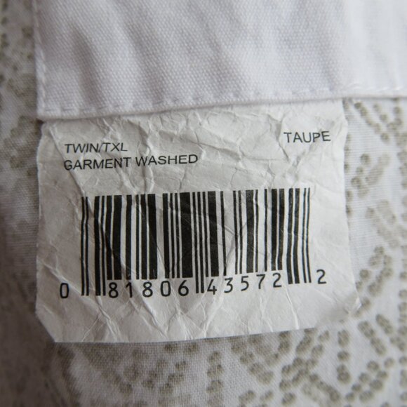 Twin Duvet Garment Washed Standard Sham Taupe Casual Cover 2 Piece Open Package - Picture 9 of 12